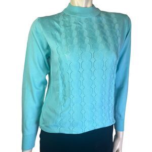 Original Beston Euatoriana Turquoise Leightweight Vintage Mock Neck Size S/M